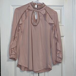 NY & Co 3/4 ruffle sleeve blouse blush color